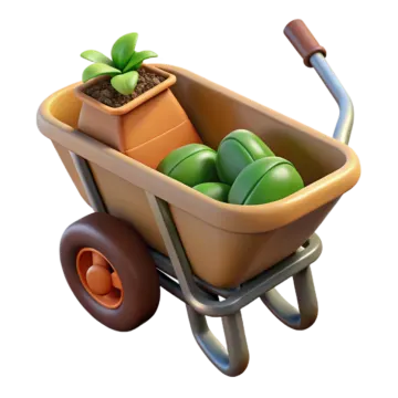 a wheelbar with a plant in it
