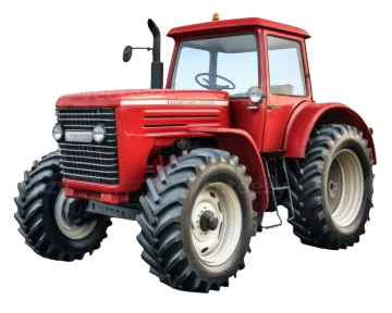 a red tractor on a white background