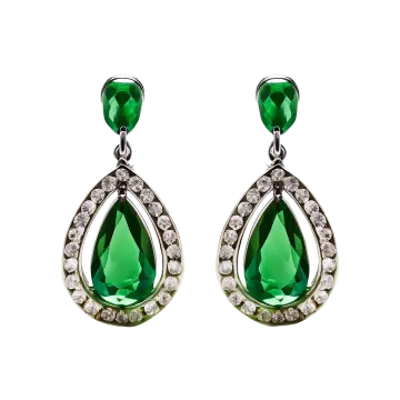 a pair of emerald and diamond earrings
