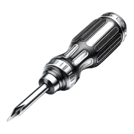 a black and silver drill with a white background