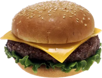 a hamburger with cheese on it