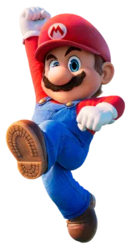 a man in a red hat and blue jeans is flying through the air