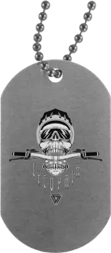 a dog tag with a skull on it