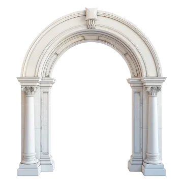 a white arch with columns and pillars