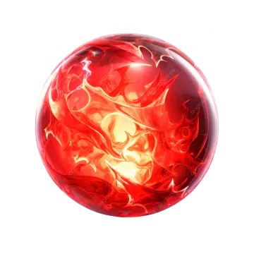 a red ball of fire on a white background