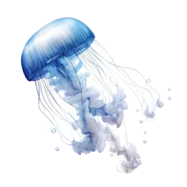 a blue jellyfish floating in the water