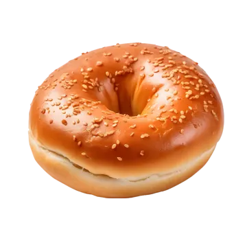 a close up of a bagel on a white background