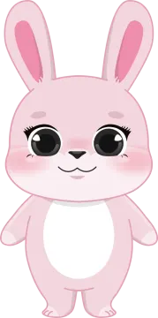 a pink bunny with big eyes and big ears