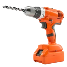 an orange cord driller on a white background