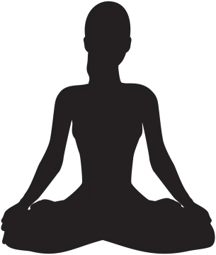 a silhouette of a woman sitting in the lotus position