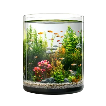 a fish tank filled with water and plants