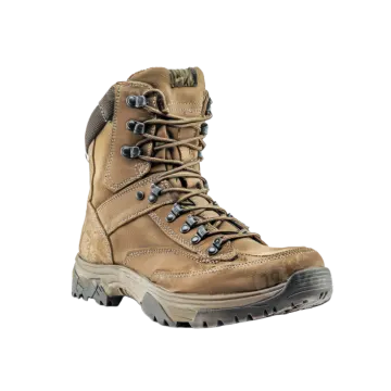 a pair of hiking boots on a white background