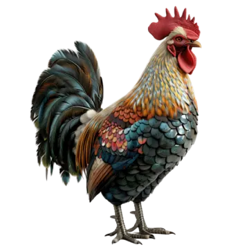 a rooster standing on top of a white surface