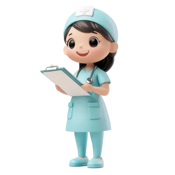 a female nurse holding a clipboard