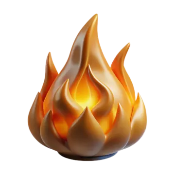 a fire flame on a white background