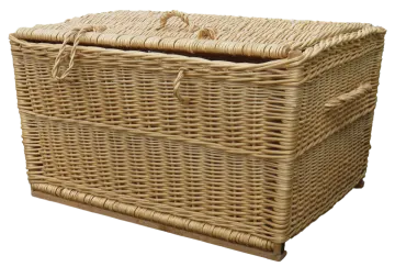 a large wicker basket with handles
