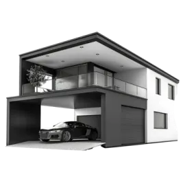 a car parked in front of a house