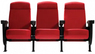 a row of red chairs with black legs