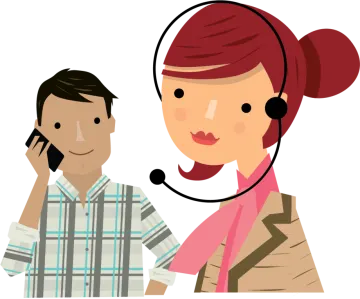 a woman talking to a man with a headset