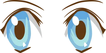 the eyes of a woman with blue eyes and brown eyebrows
