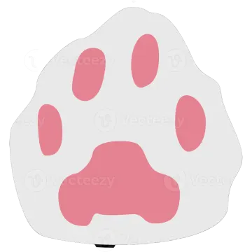 a pink paw print on a white background