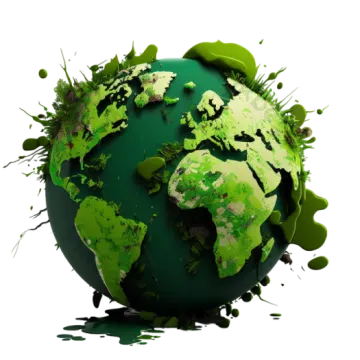 a green earth with paint splashs on it