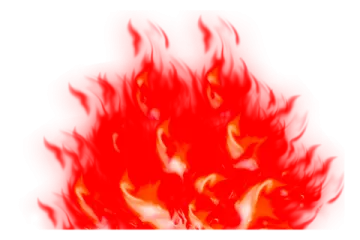 a burning fire on a white background