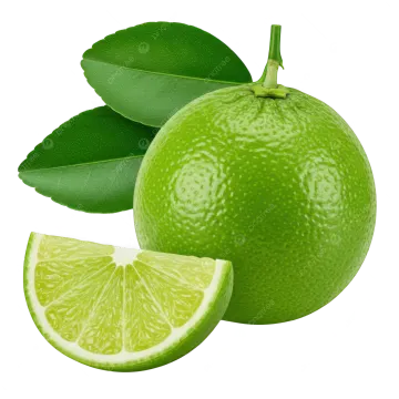 two limes with leaves and one cut in half