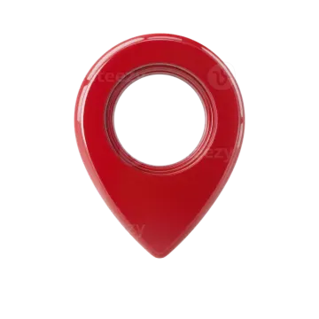 a red location marker on a white background