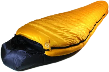 a yellow sleeping bag on a white background