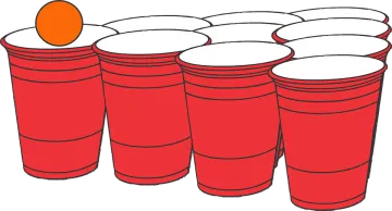 a bunch of red plastic cups