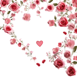a heart made out of pink roses