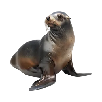 a sea lion statue on a white background