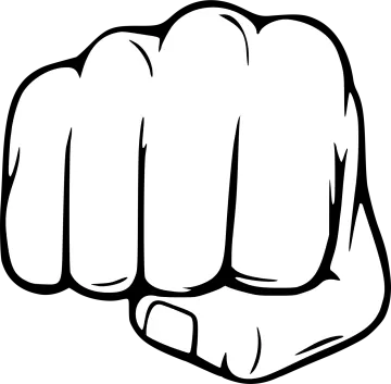 a fist in black and white