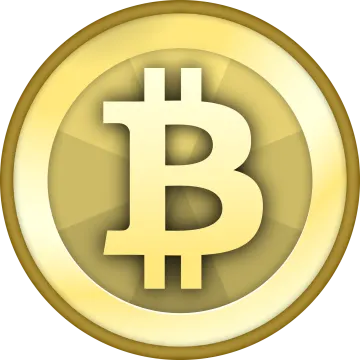 a golden bit coin with a white background