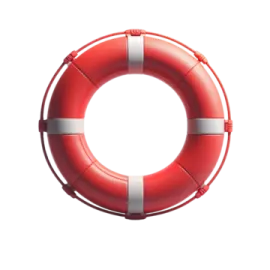 a red life ring on a white background