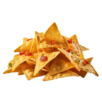 a pile of chips on a white background