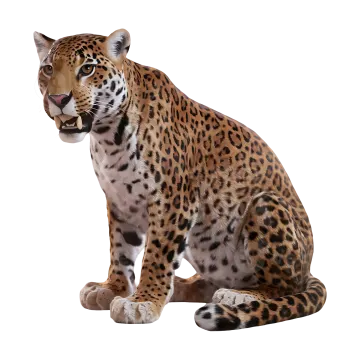 a leopard sitting down with its mouth open