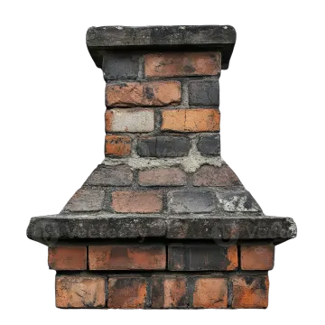 a brick chimney on a white background