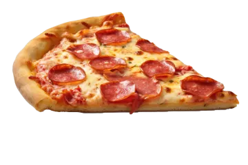a slice of pizza on a white background