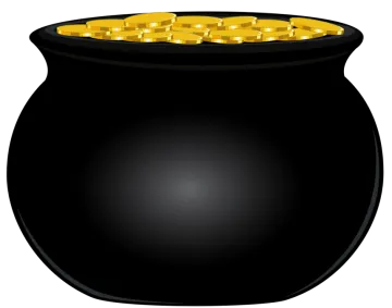 a pot full of gold coins