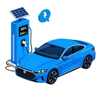 an electric car at a charging station