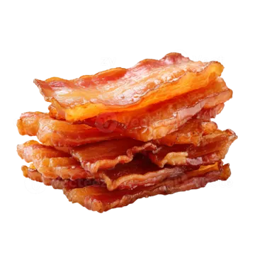 a pile of bacon on a white background
