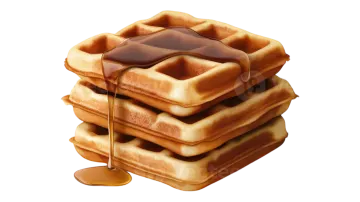 a stack of was with syrup on top