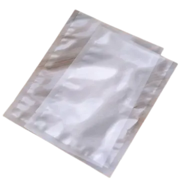 a clear plastic bag with a white background