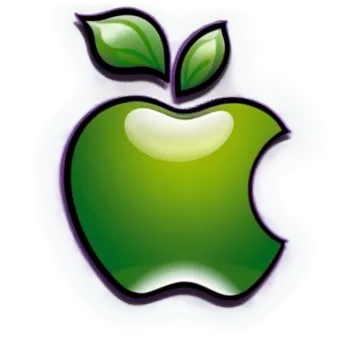a green apple with leaves on it