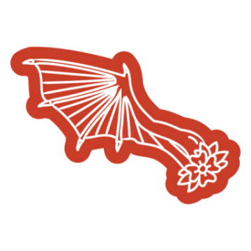 a dog bone with a flower in the middle