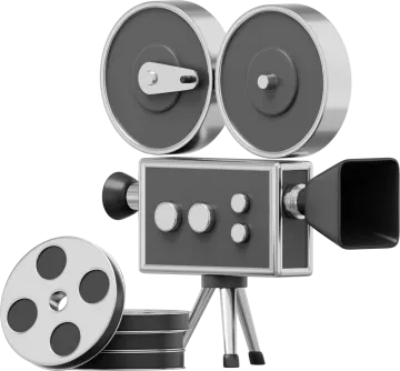 an old movie camera on a tripod photo