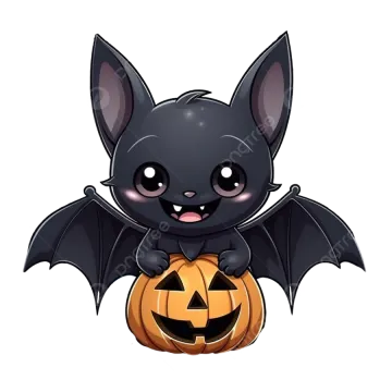 a cartoon bat with a halloween pumpkin