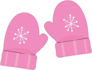 a pair of pink gloves with snowfls on them